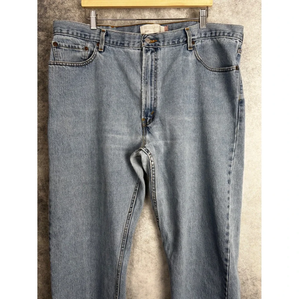 Y2K Levi's 505 Jeans Men's Blue Light Wash Relaxed Fit Distressed Size 44x32